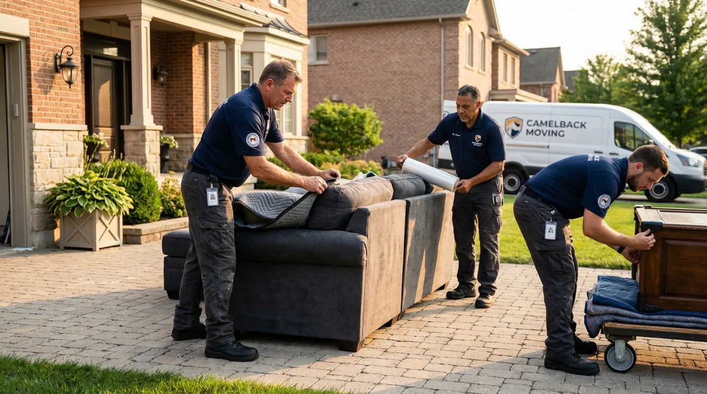 Large estate moving crew wrapping furniture in Cass City, MI