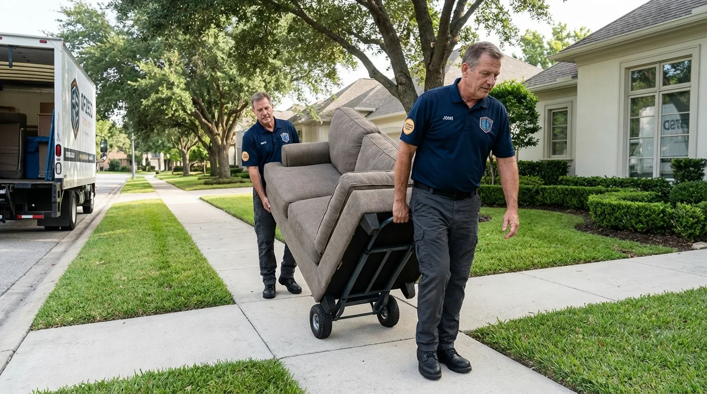 Local residential moving crew loading furniture in Cass City, MI